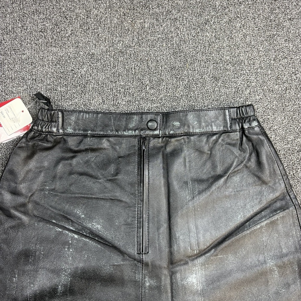 NWT Jamin Leather Skirt Women Sz 10 Classic Black 24" Skirt 100% Leather Lined - Picture 2 of 10